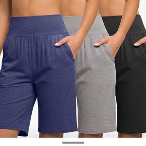 Amazon Women's High-Waist Athletic Shorts Set - Blue, Gray, Black